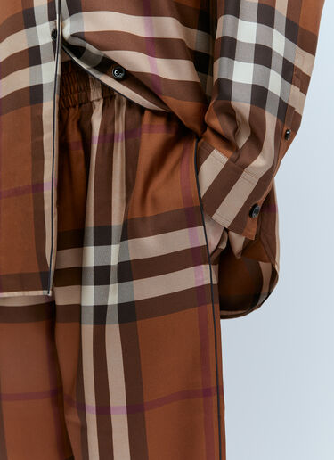 Burberry Check Silk Wide Leg Pants Brown bur0253031