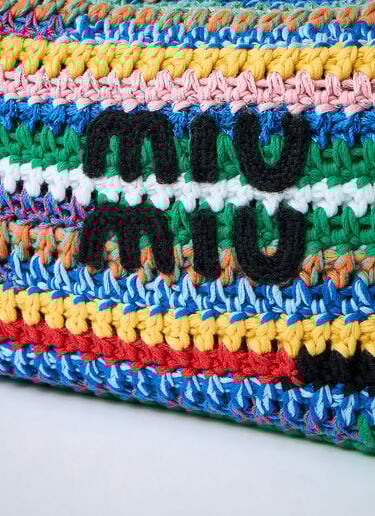 Logo Motif Crochet Shoulder Bag Miu Miu Logo Motif Crochet Shoulder Bag Blue miu0260030