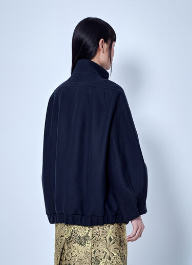 LN-CC® - Dries Van Noten: High Collar Wool Jacket - Navy Dries Van Noten High Collar Wool Jacket Navy dvn0266004