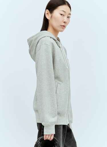 Comme Des Garçons PLAY Logo Patch Zip Hooded Sweatshirt Grey cpl0356012