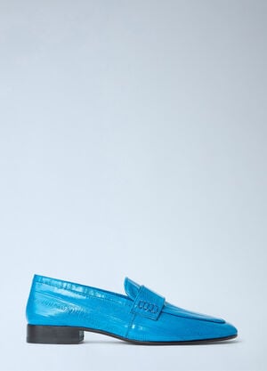 Dries Van Noten Croc-Embossed Leather Loafers Blue dvn0264048