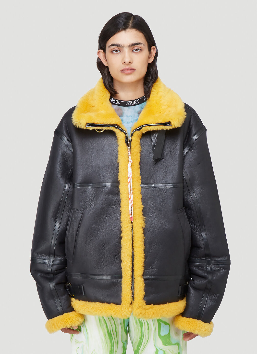 Yellow aviator jacket best sale
