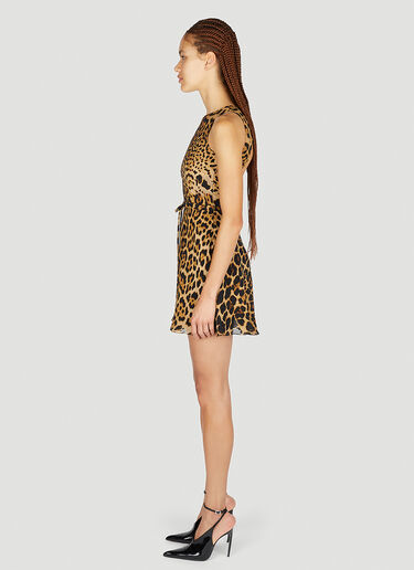 Saint Laurent Animal Print Mini Dress Brown sla0251001