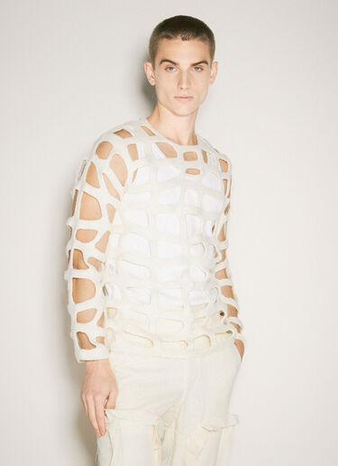Comme des Garçons Homme Plus 镂花羊毛针织衫 乳白色 hpl0158006