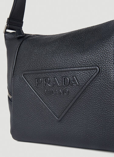 Prada Logo Embossed Crossbody Bag Black pra0152057