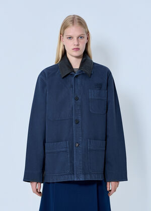 Miu Miu Single-Breasted Garment-Dyed Gabardine Jacket Blue miu0264102