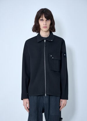 Stone Island Zip-Front Overshirt Black sto0164030