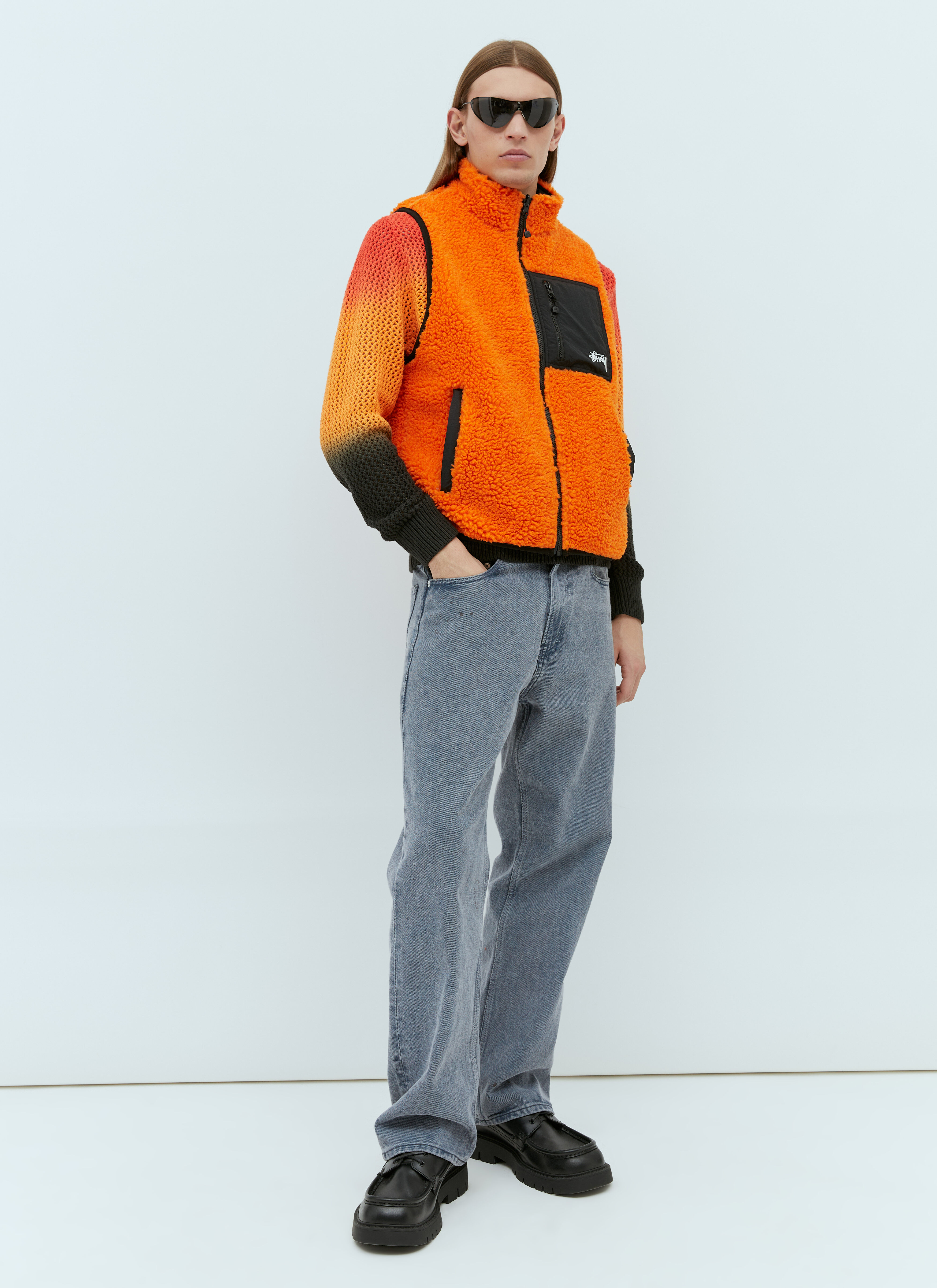Stüssy Men's' Pigment Dyed Loose Gauge Sweater in Orange