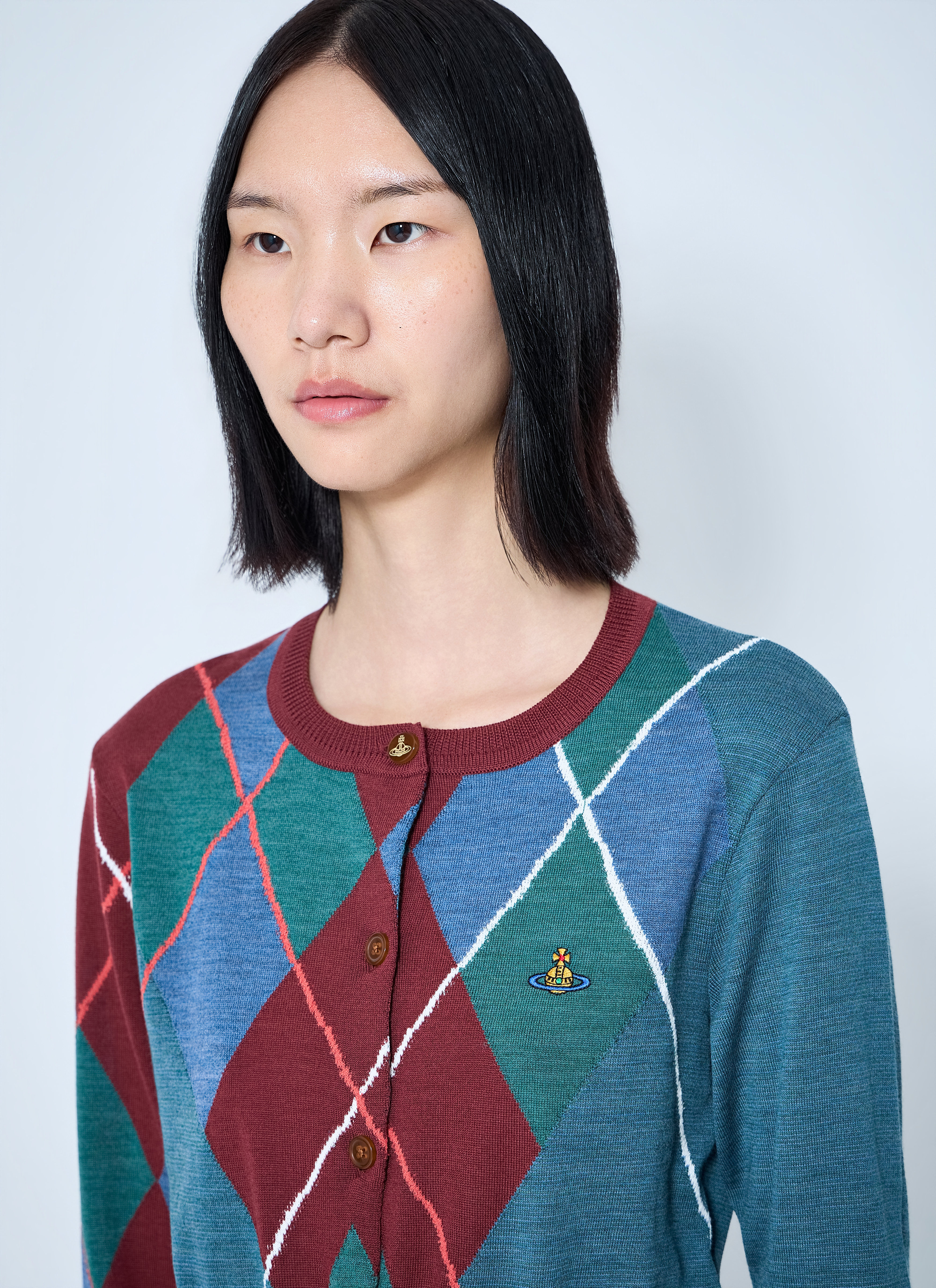 Vivienne Westwood Women's' Argyle Cropped Cardigan in Green | LN-CC®