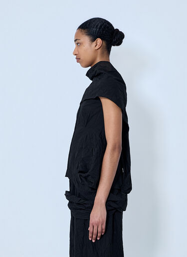 LIMI Feu Wrinkled Typewriter Scarf Detail Vest Black lmf0264004