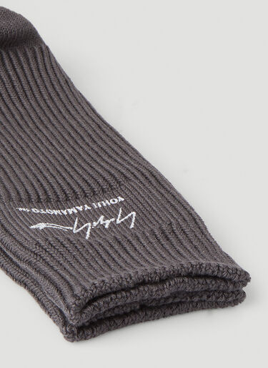 Yohji Yamamoto Logo Patch Military Socks Grey yoy0148018