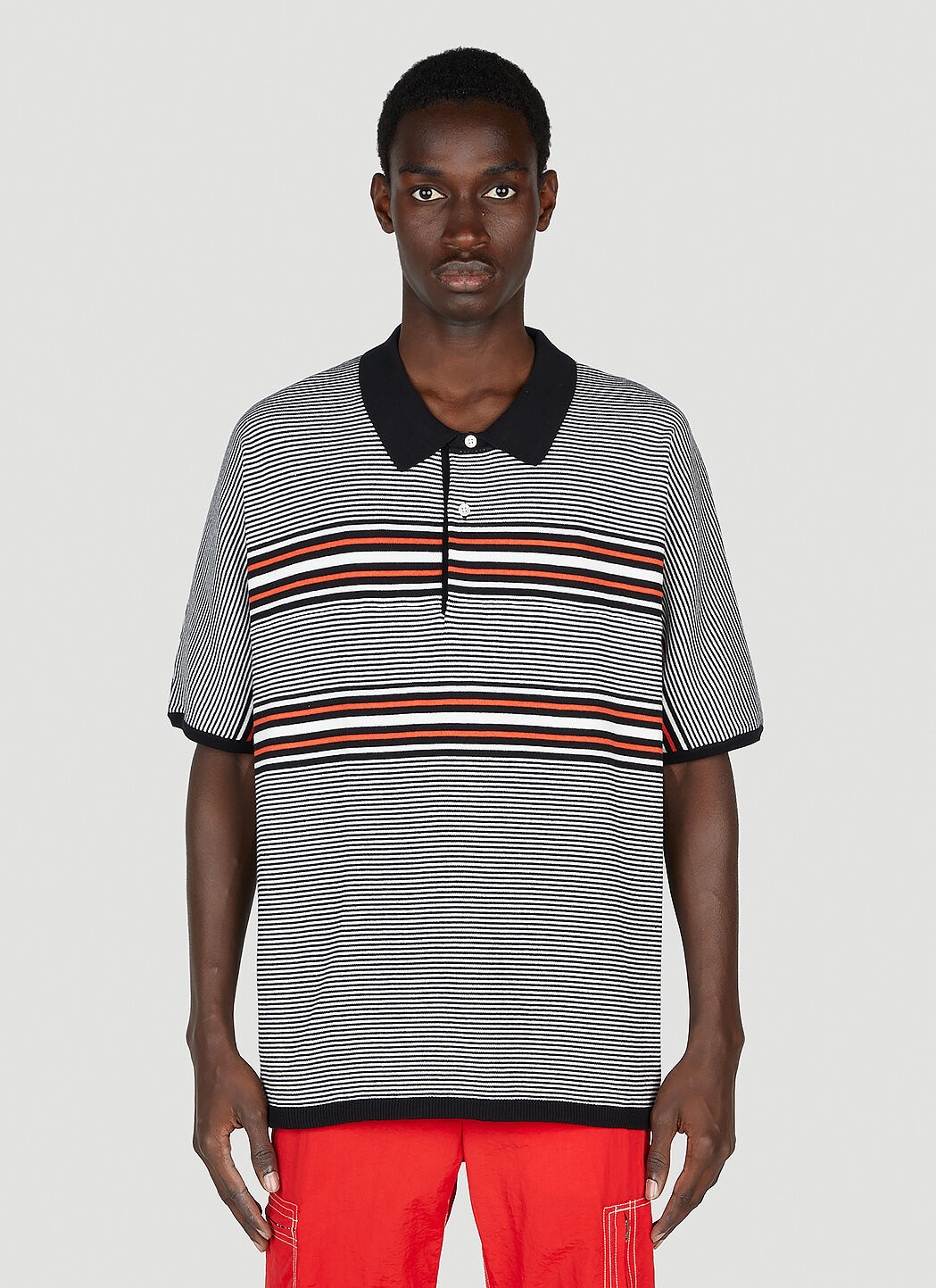 Balmain Striped Polo Shirt Red bln0154003