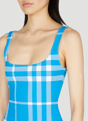 Burberry Check Swimsuit Blue bur0252018