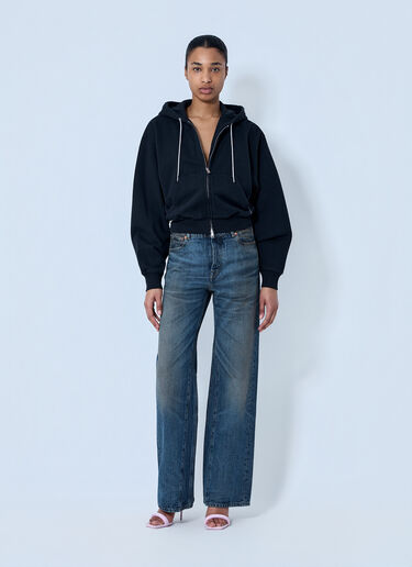 Alexander Wang Zip-Front Hooded Sweatshirt Black awg0264004