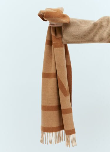 TOTEME Monogram Jacquard Wool Scarf Camel tot0255048