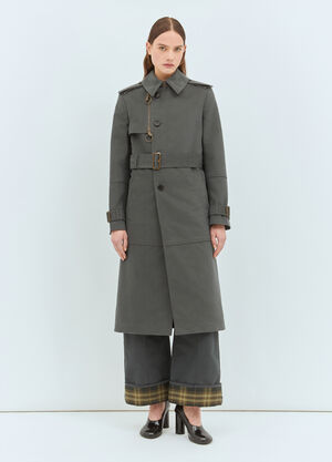 Burberry Long Cotton Nylon Trench Coat Grey bur0258003