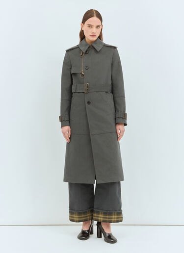 Burberry Long Cotton Nylon Trench Coat Grey bur0258003