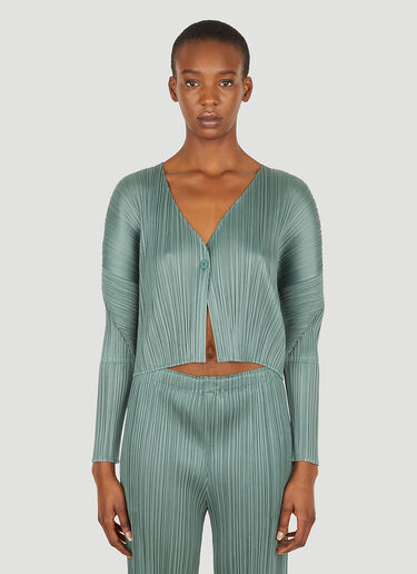 Pleats Please Issey Miyake Plissé Cardigan Green plp0250020