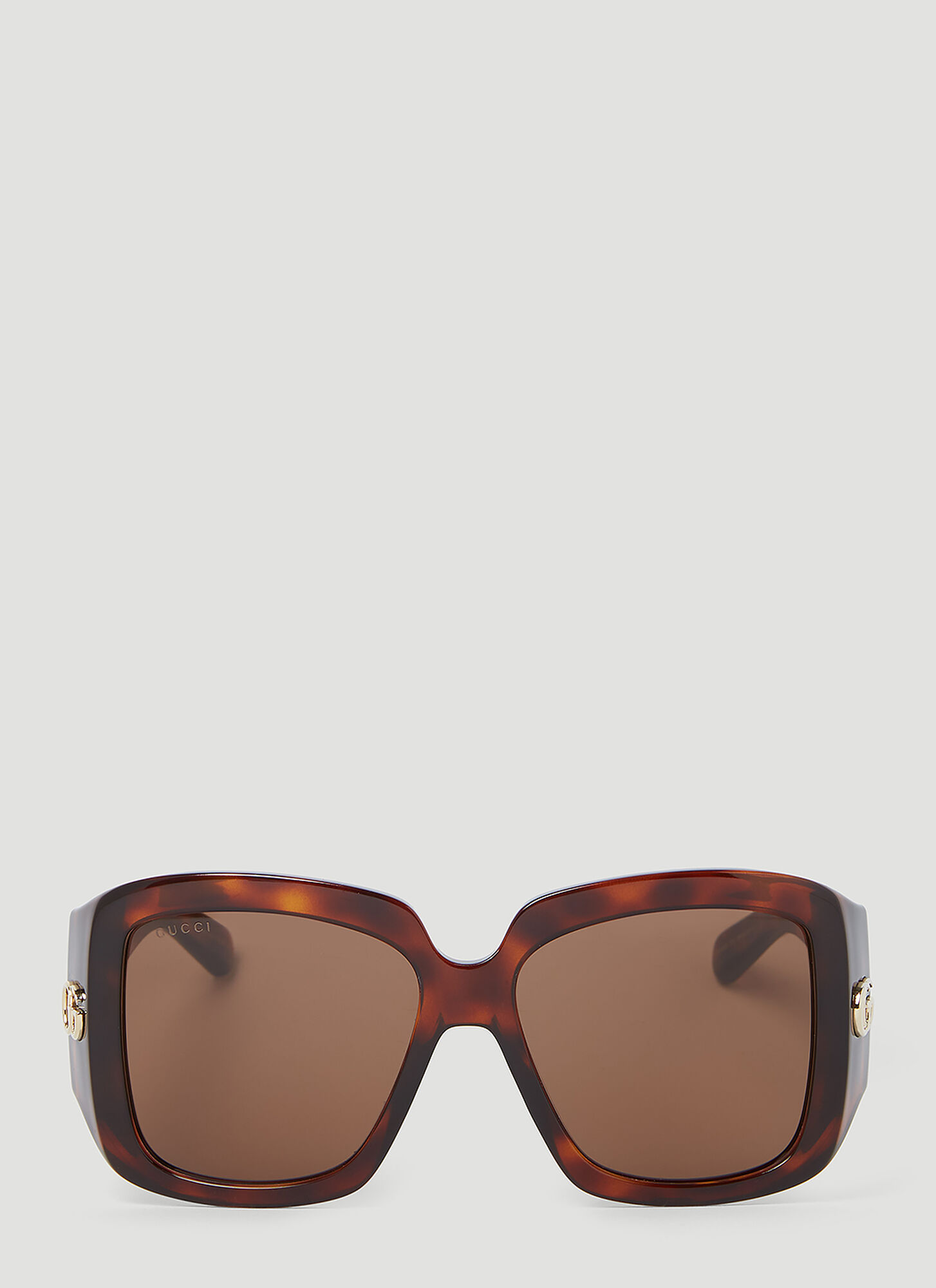 Shop Gucci Gg Tortoiseshell Square Sunglasses In Brown