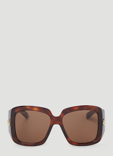 Gucci GG 톨토이즈쉘 스퀘어 선글라스 브라운 gus0254003