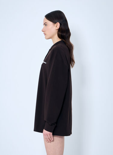Miu Miu Long Sleeve Polo Shirt Brown miu0360005