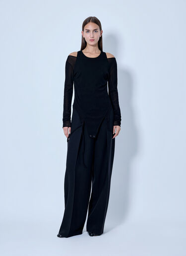 LN-CC® - LIMI Feu: Rib Knit And Tulle Layered Bodysuit - Black LIMI Feu Rib Knit And Tulle Layered Bodysuit Black lmf0263006