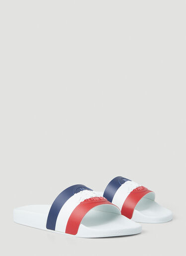 Moncler Logo Stripe Slides White mon0147038