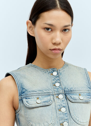 Courrèges Denim Crop Vest Blue cou0255005