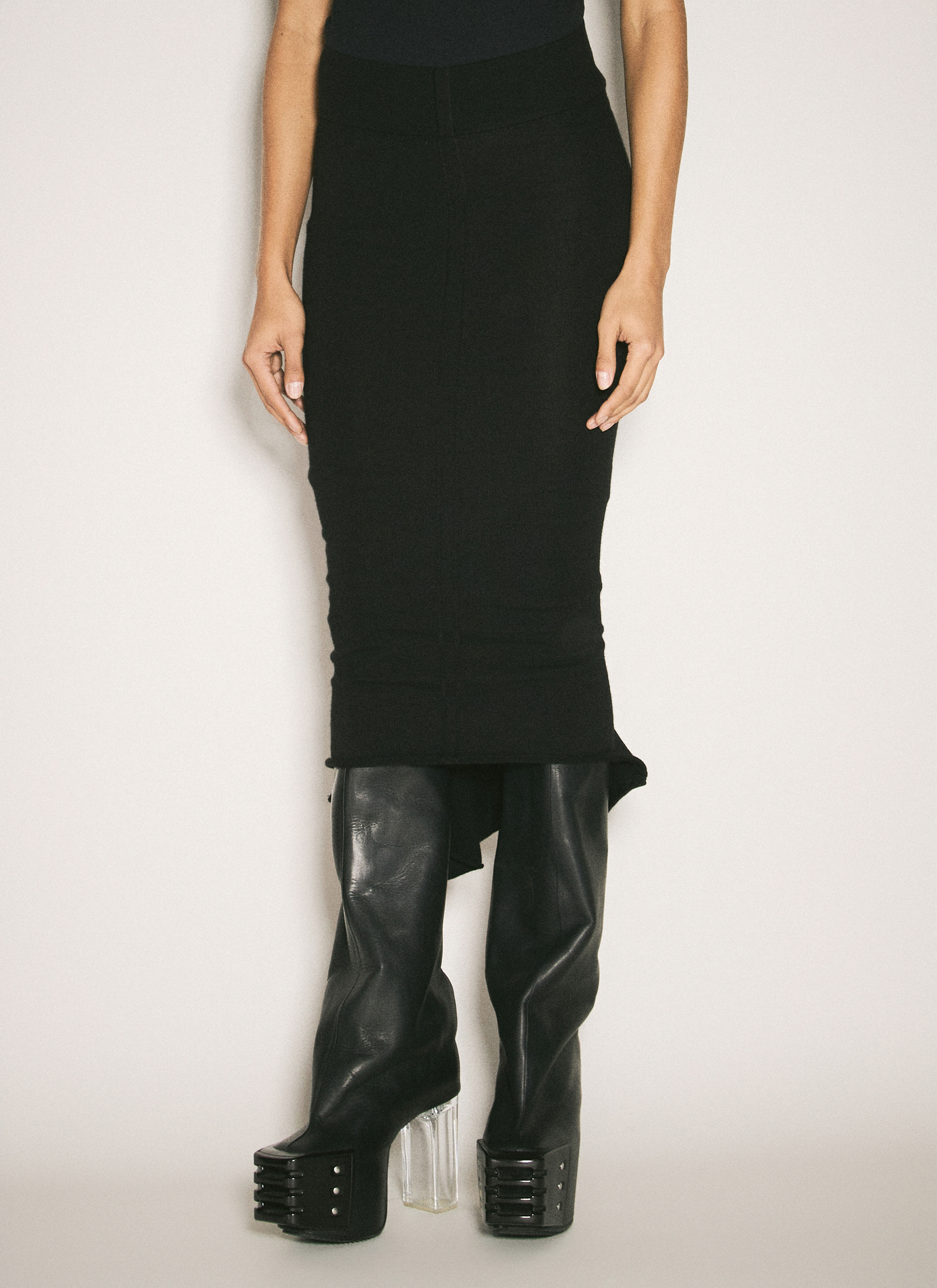 Rick Owens Women s Knit Midi Skirt in Black LN CC