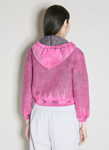 Alexander Wang Shrunken Zip-Up Hooded Sweatshirt Pink awg0255015