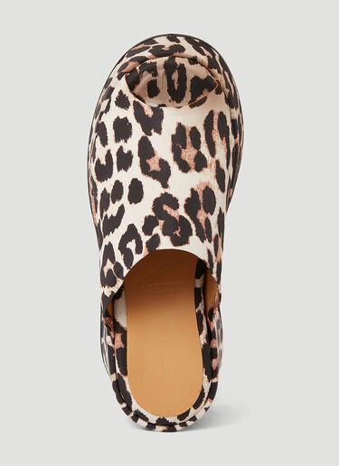 GANNI Retro Leopard Print Platform Mules Brown gan0249047