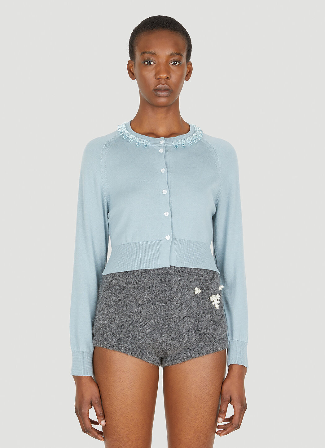 Light blue cropped cardigan store