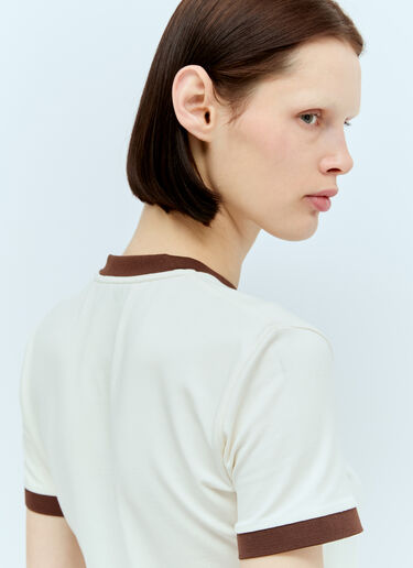 Logo Print Cropped T-Shirt Miu Miu Logo Print Cropped T-Shirt Cream miu0256080