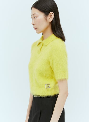 Gucci Crystal Embellished Logo Polo Top Yellow guc0254008