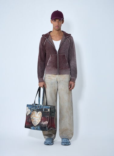 Acne Studios Zip-Up Hooded Sweatshirt Burgundy acn0163001