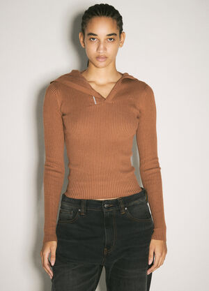 Y/Project Pinched Shoulder Rib Sweater Brown ypr0258004