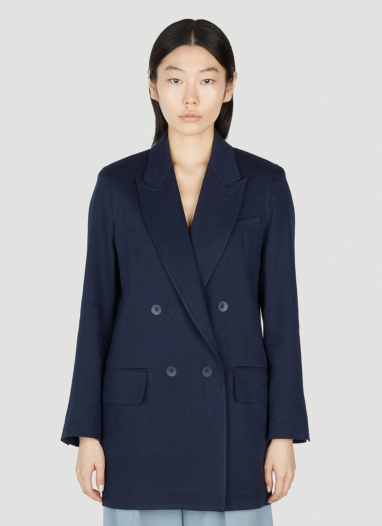 Max Mara Filante Double Breasted Blazer In Blue