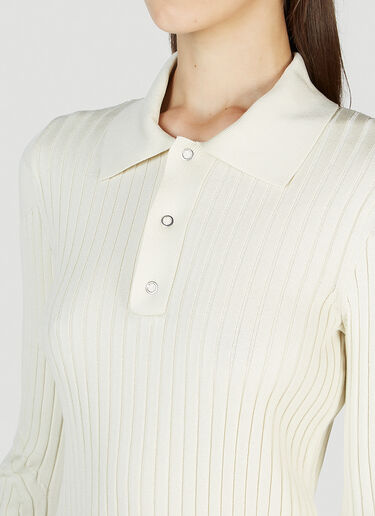 Bottega Veneta Ribbed Polo Sweater White bov0251108