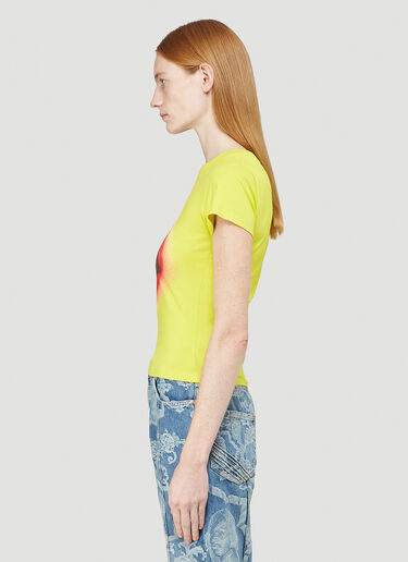 Mowalola Bloody Mouth Cropped T-Shirt Yellow mow0240004
