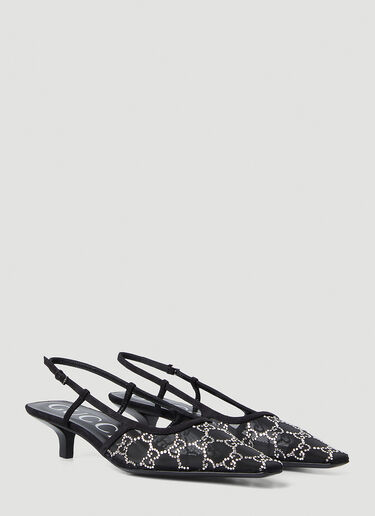 Gucci Crystal GG Slingback Kitten Heels Black guc0250102