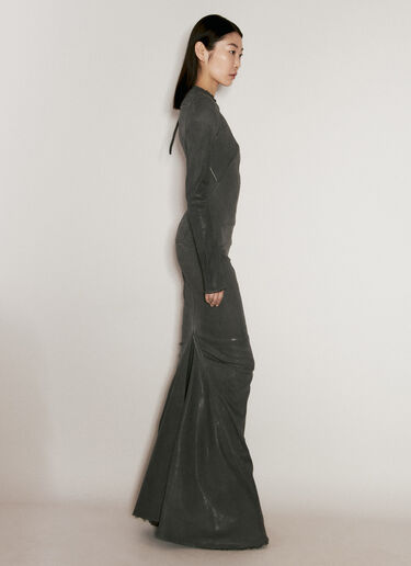 Rick Owens Coated Denim Maxi Dress Grey ric0256002