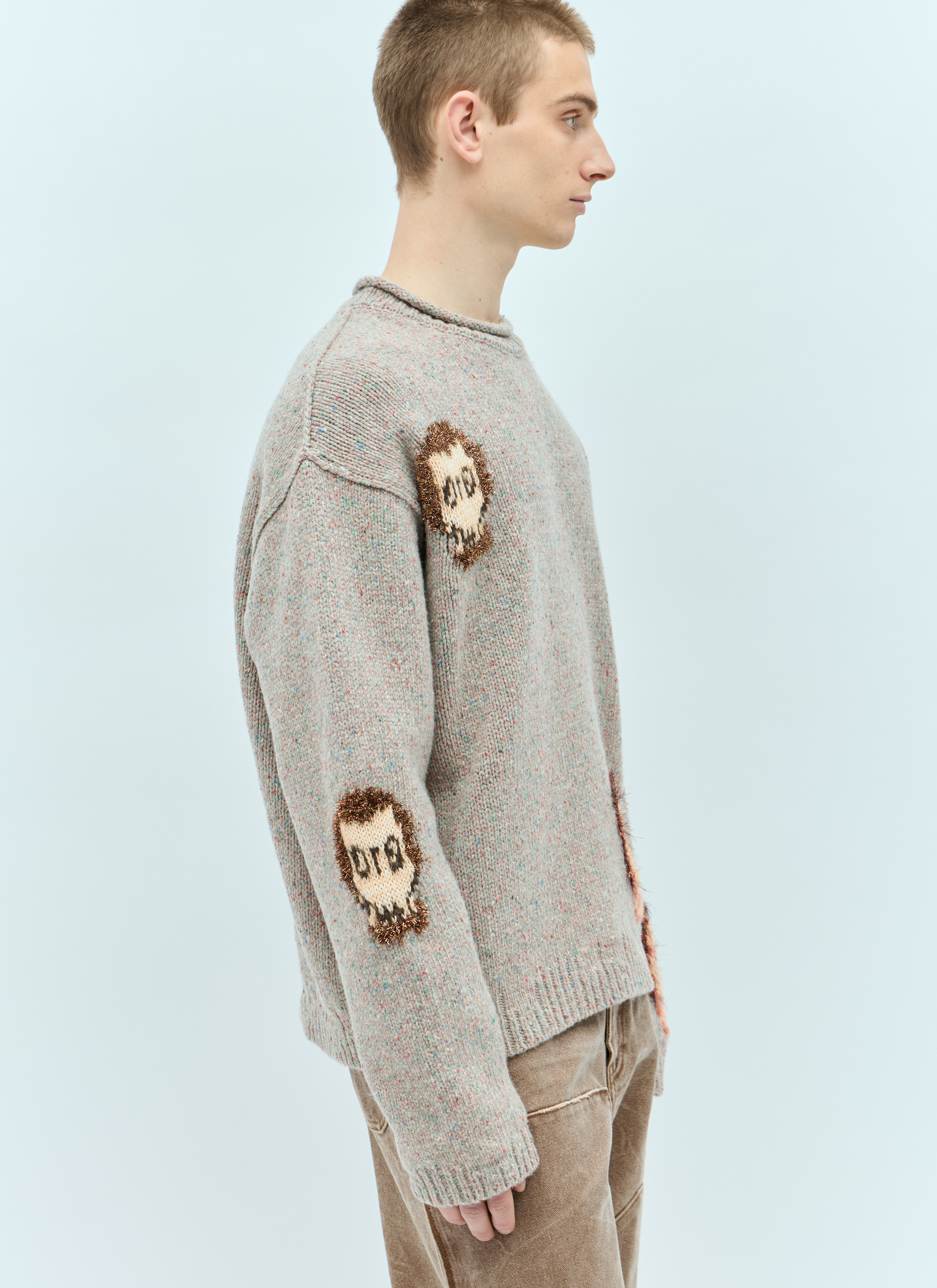 Acne Studios Men's' Jacquard Skull Sweater in Grey | LN-CC®