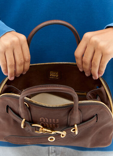 Miu Miu Small Aventure Nappa Leather Handbag Brown miu0258042