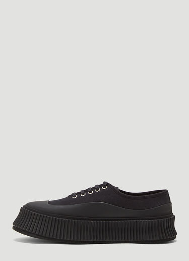 Jil Sander Ribbed-Sole Canvas Sneakers Black jil0243023