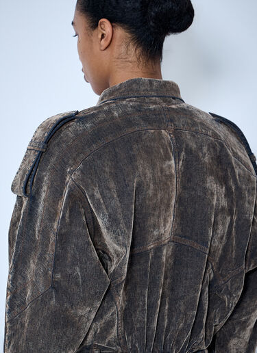 Vaquera Flocked Denim Jacket Brown vaq0264001