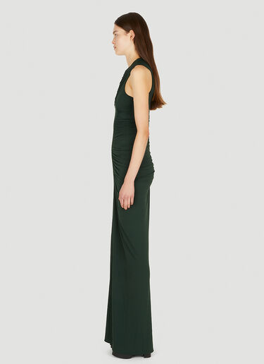 Saint Laurent Ruched Jersey Dress Dark Green sla0250005