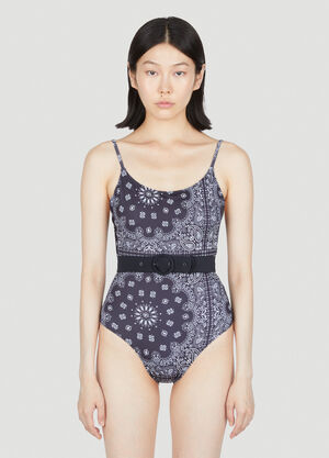 Versace St Tropez Bandana Print Swimsuit Blue ver0255049