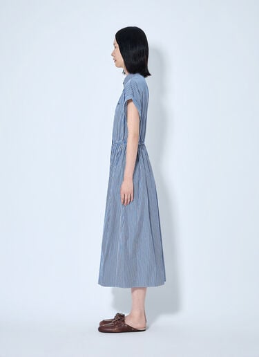 LN-CC® - Miu Miu: Vertical Stripe Poplin Midi Dress - Light Blue Miu Miu Vertical Stripe Poplin Midi Dress Light Blue miu0265003