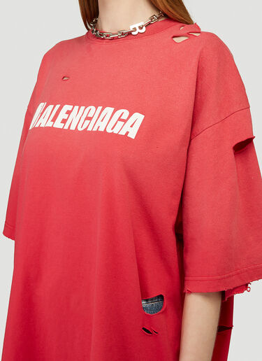 Distressed Logo Motif T-Shirt Balenciaga Distressed Logo Motif T-Shirt Pink bal0244074