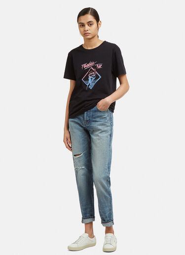 Logo Motif T-Shirt Saint Laurent Logo Motif T-Shirt Blue sla0232069